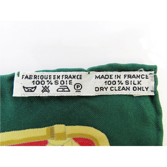 Hermes Green and Gold Carriage Motif Scarf - Picture 12 of 13